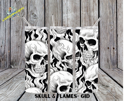 Skull & Flames Glow in the Dark  - Blue